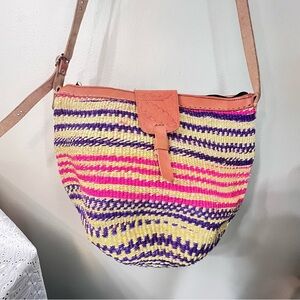 Africa sisal bag, woven shoulder bag like new